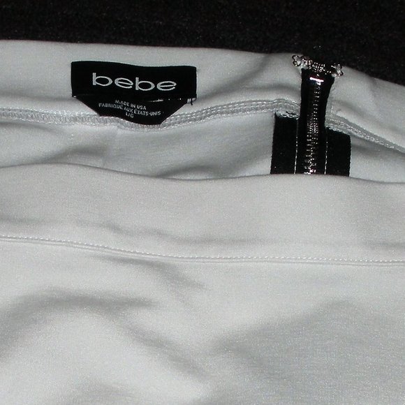BEBE Vintage sexy black white W/see thu mesh bottom front pencil skirt - Picture 4 of 4